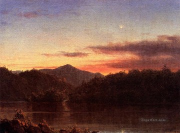 El paisaje de la estrella vespertina Río Hudson Iglesia Frederic Edwin Pinturas al óleo